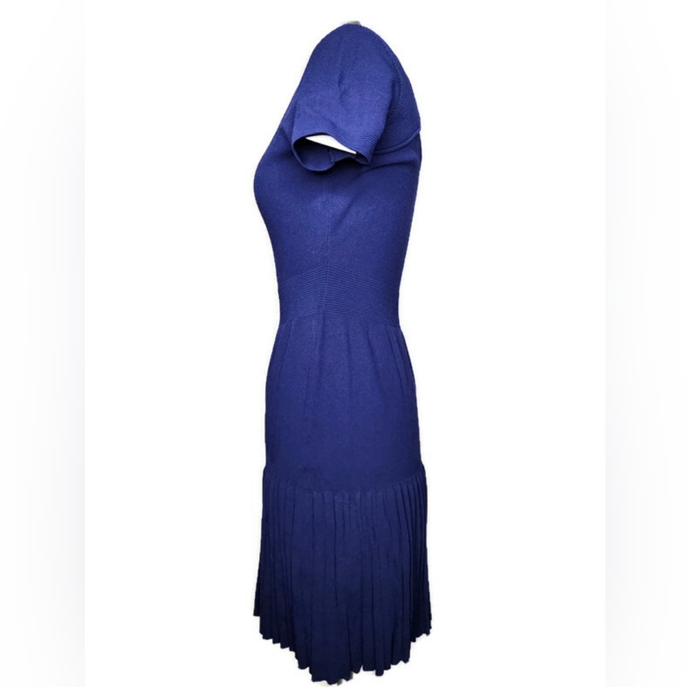 Sandro Blue Knit Short Sleeve Dress - Picture 4 of 12